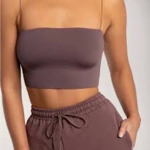 Meshki Yvonne Chocolate Brown Spaghetti Strap Bandeau Crop Top Size Xs